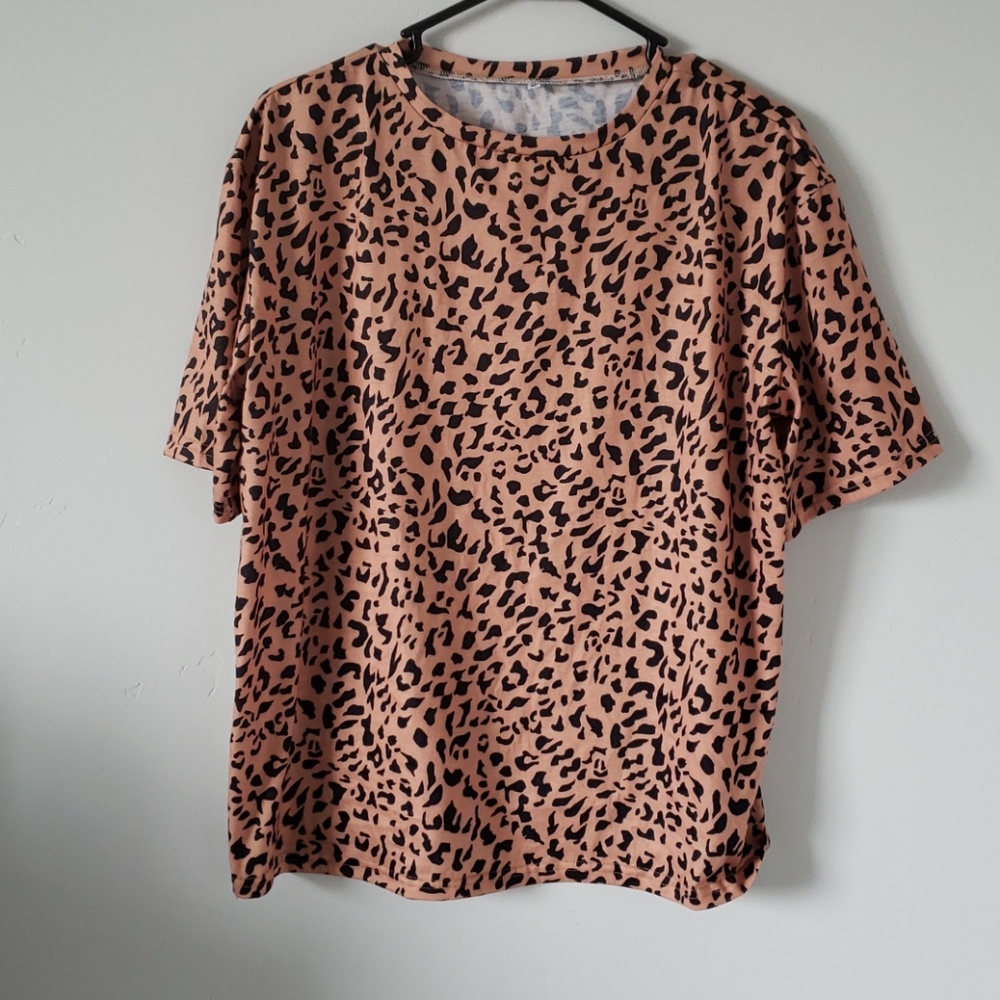 Brown/ black animal print shirt,  relaxed fit.